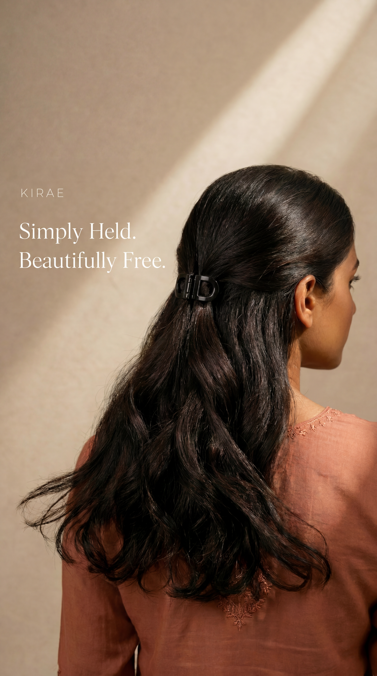 black magnetic hair clip half up hairstyle thick Indian hair KIRAE Curve