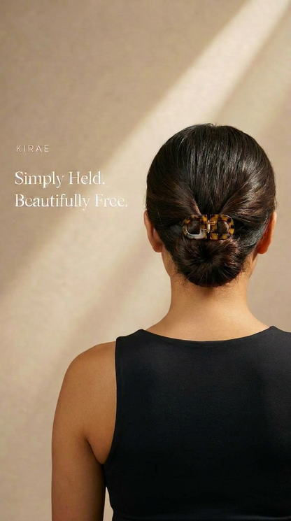 brown tortoiseshell magnetic hair clip low bun no pins Indian hair KIRAE Curve