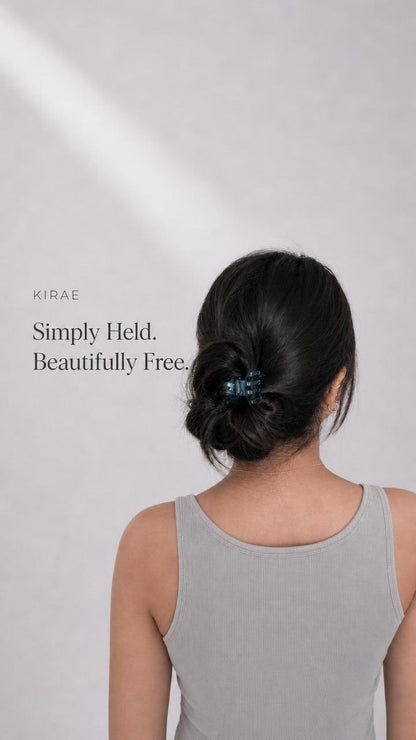 KIRAE Mini teal magnetic hair clip low bun updo no damage thick Indian hair